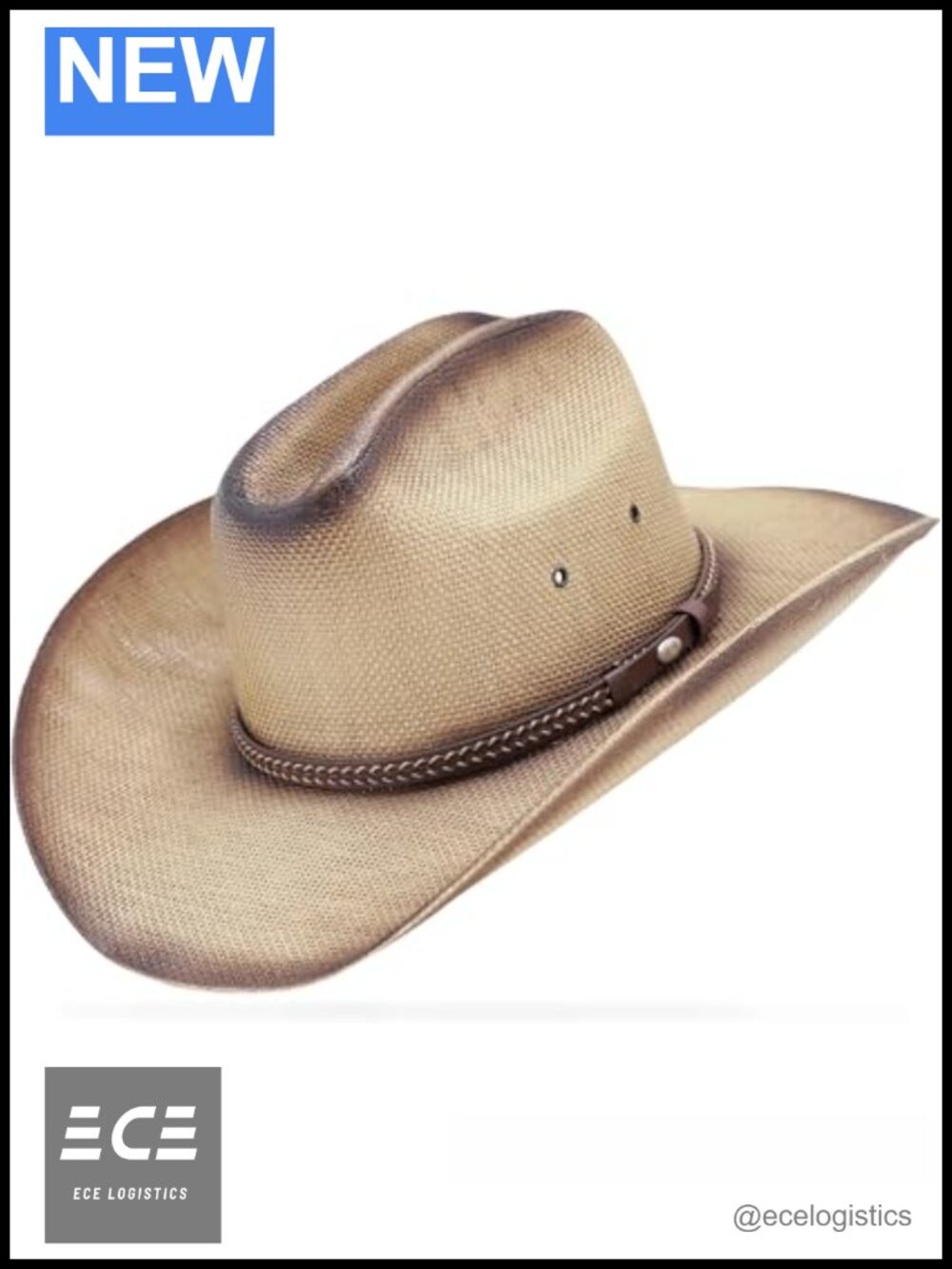 Straw Cowboy Hat Cattleman Crease 4.1" Wide Brim Western